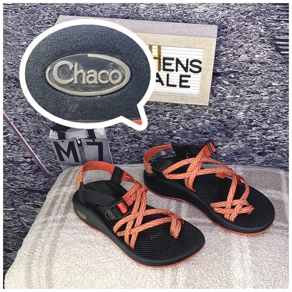 Chaco Shoes - EUC WOMEN CHACO CLASSIC SERIES ORANGE KNIT SANDALS